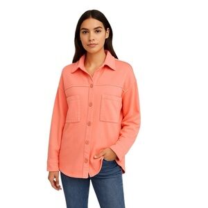 Sundry - Coral Pink Button-Up Oversized Shacket Sz 0 (XS)